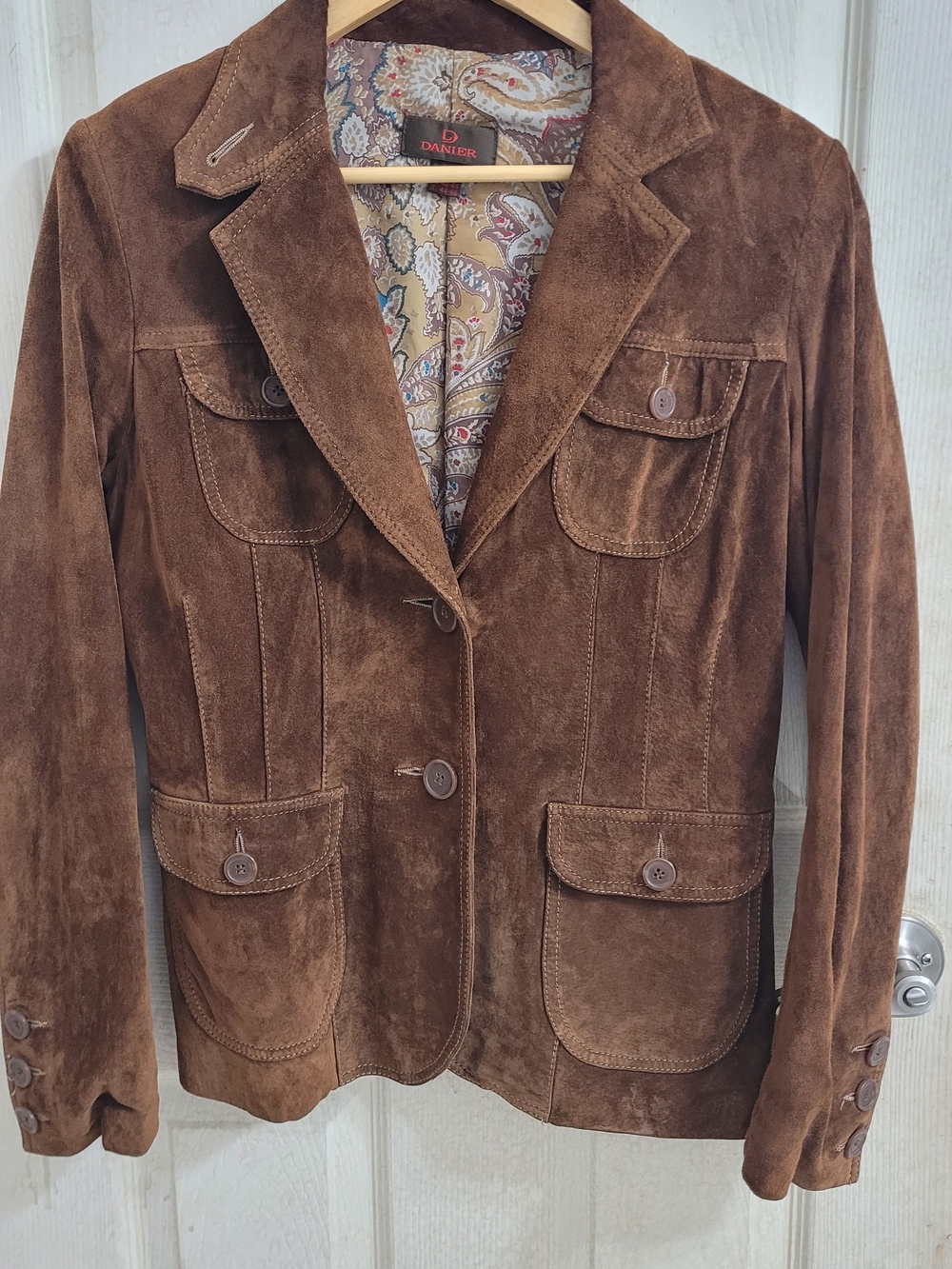 Danier Brown Suede Button-Front Jacket